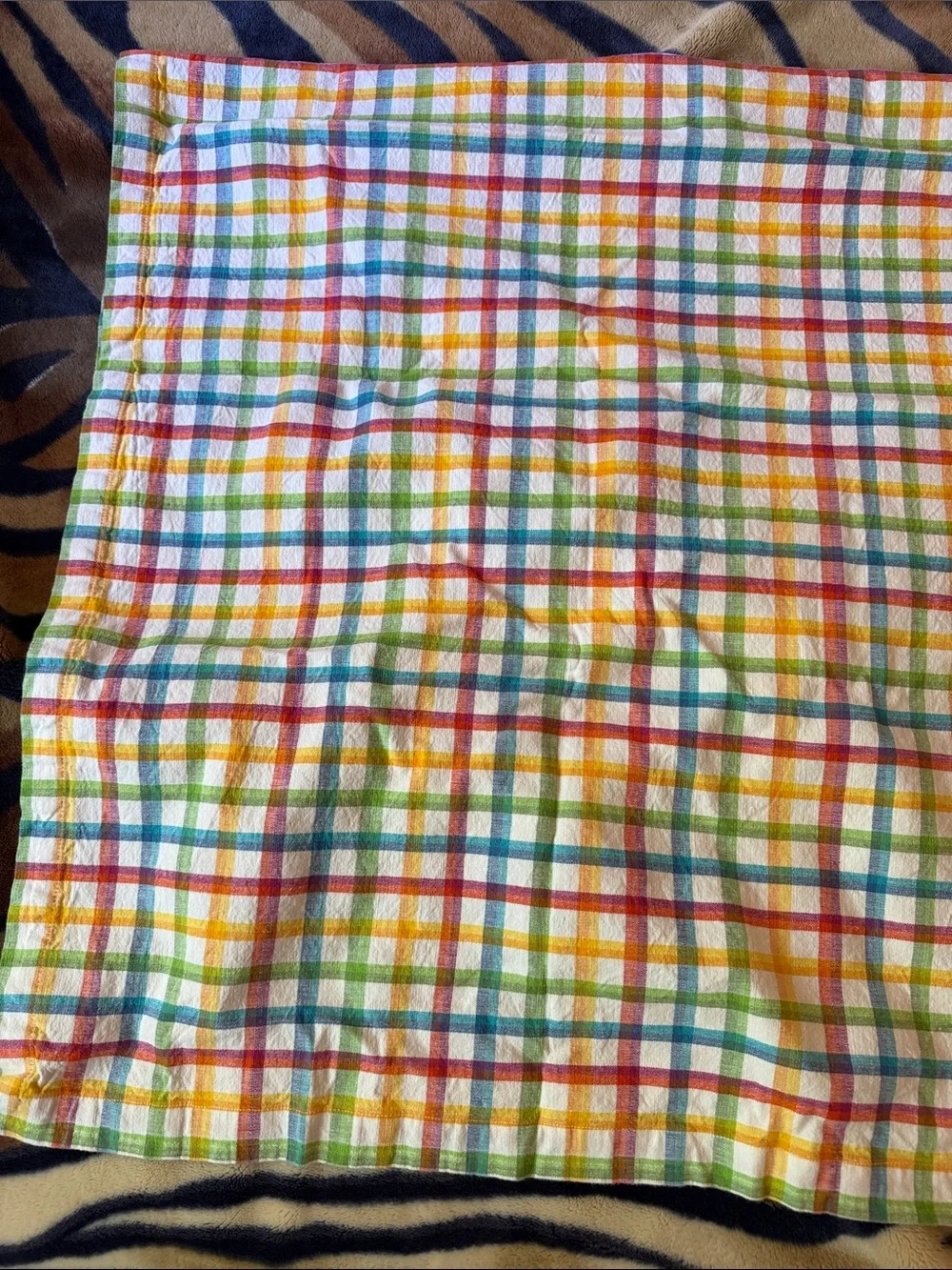 Crate&Barrel Multicolor Plaid Table Cloth